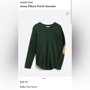 Stitch Fix August Mist Dark Green Josey Elbow Patch Sweater